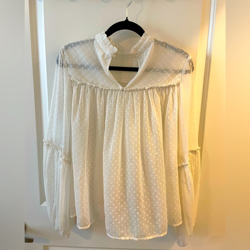 Women’s Flowy Light Cream Blouse- H&M